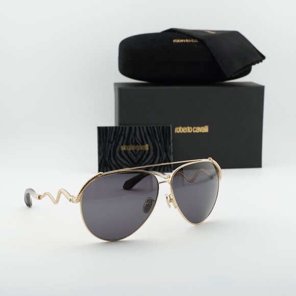 Roberto Cavalli SRC090M 0300 Aviator Sunglasses - Gold/Grey main image 9